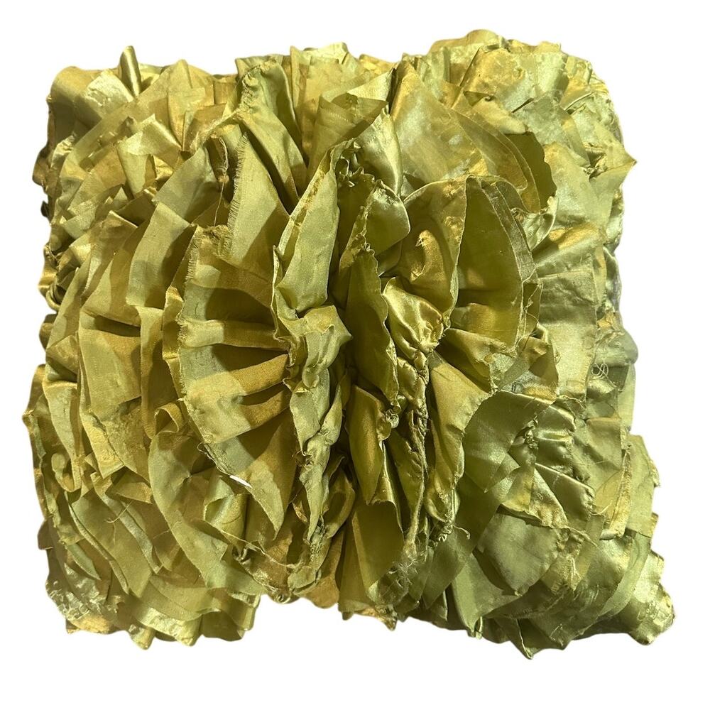 Pier 1 Satin 16" Square Sage Green Ruffled Throw Pillow